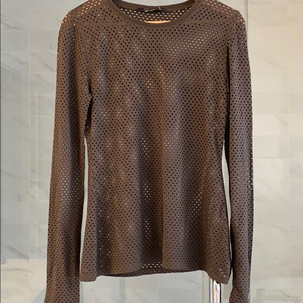BCBG army green Mesh Top